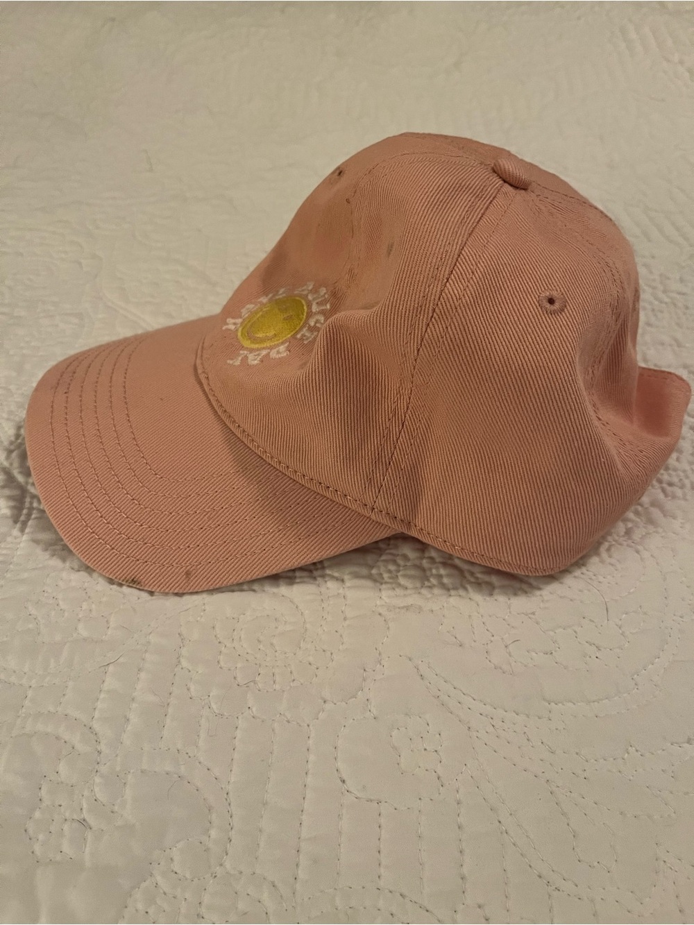 American Eagle Outfitters Pink Smiley Face Baseball Cap - Picture 2 of 5